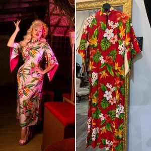 1940s 1950s Vintage Pinup Tiki Style Pake Muu Hawaiian Dress Violet's in May